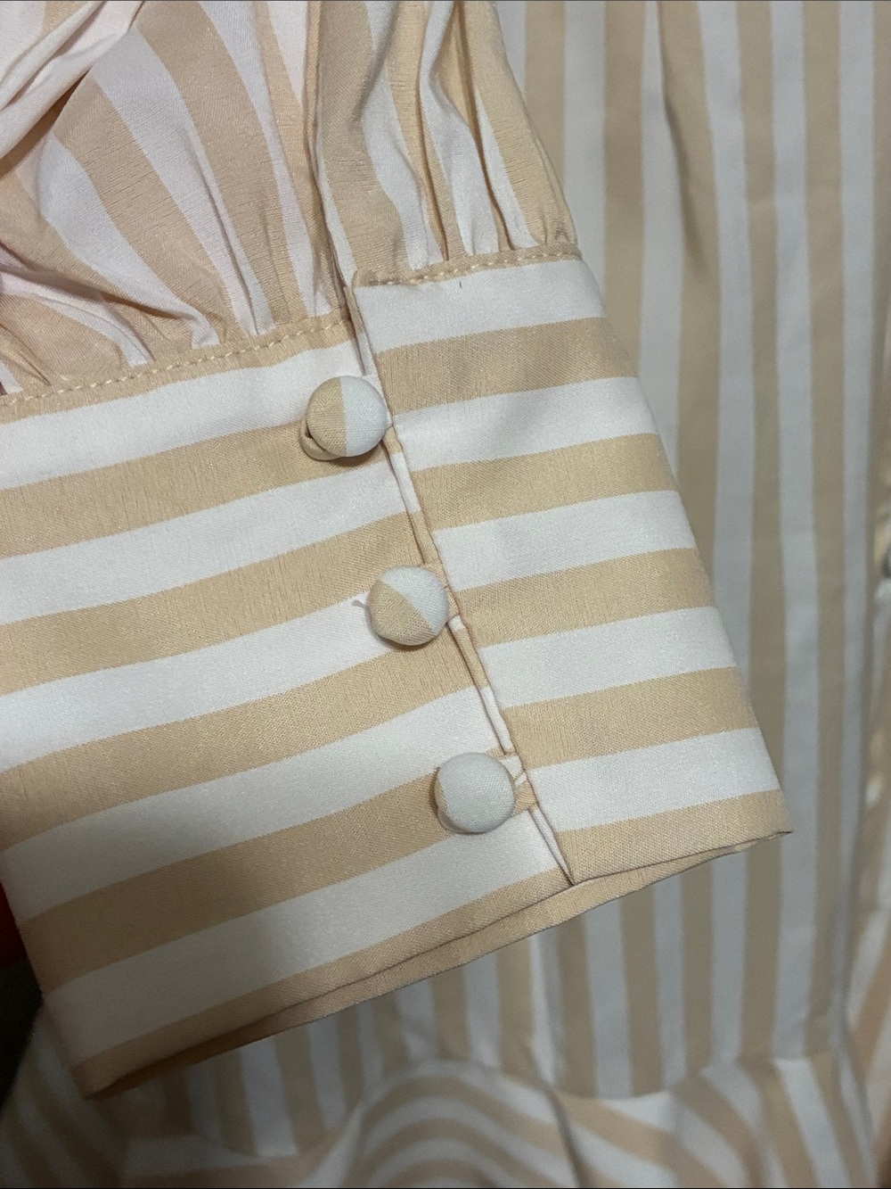 Alex Marie Cream Striped Button-Front Tie-Waist Long Sleeve Dress - Picture 6 of 10